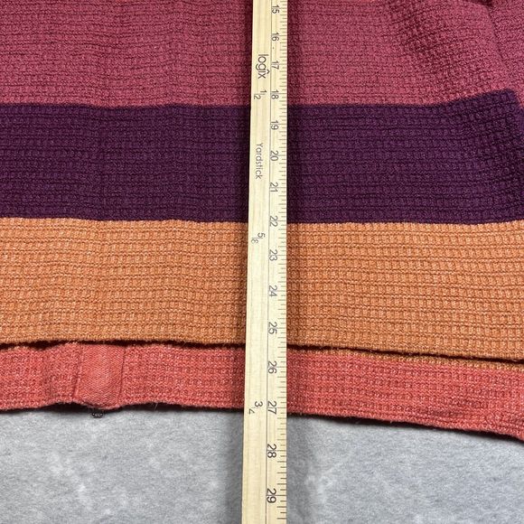 BKE Buckle Women’s Size Medium Orange Striped Boxy Waffle Knit Oversized Sweater - Picture 11 of 14